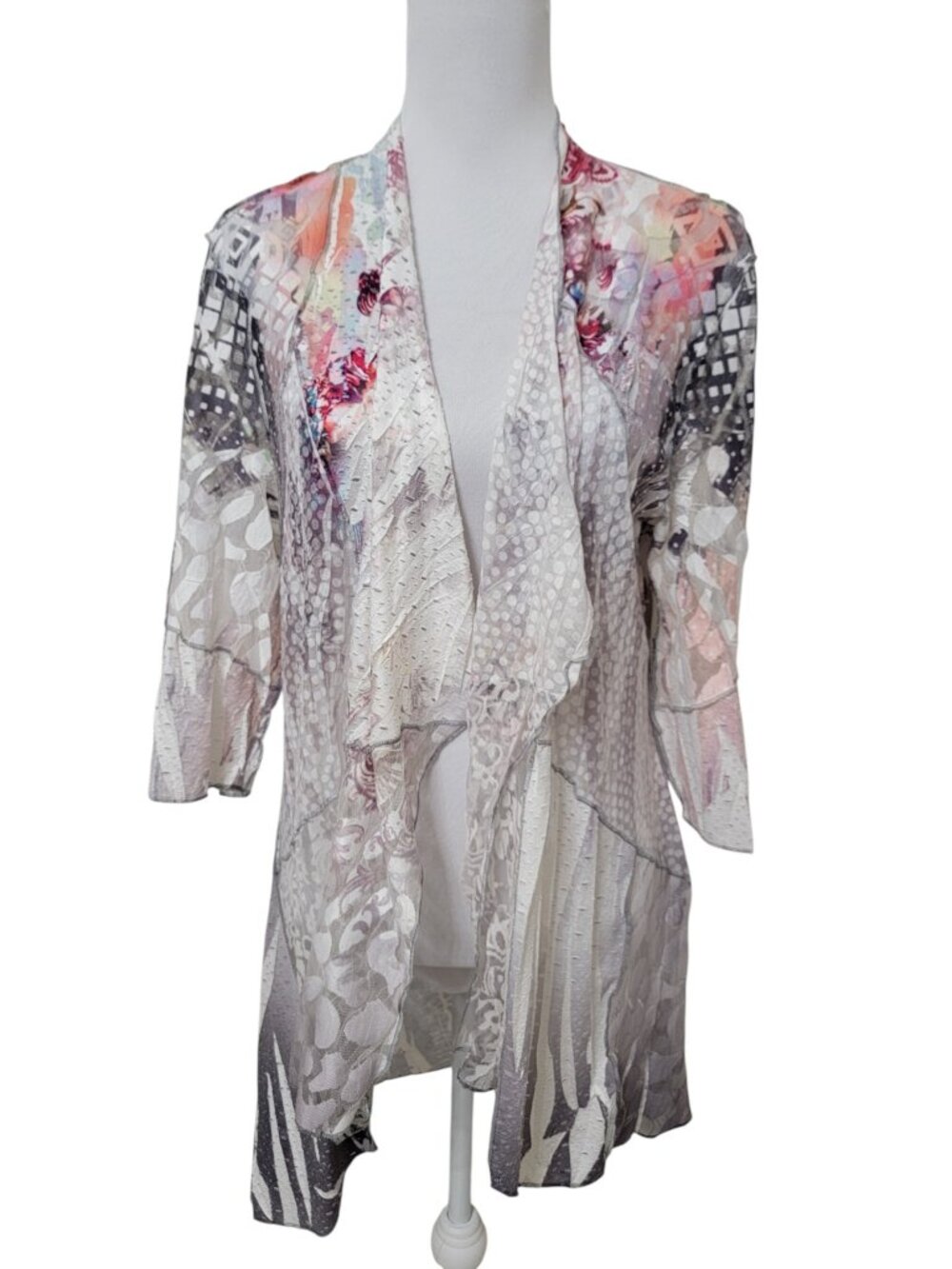Funsport Size XL Mixed Media Patchwork Mesh Duster Cardigan / Kimono
